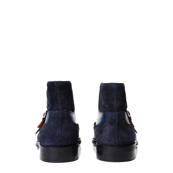 Suede Leather Double Strap Monk Brogue Men Boot