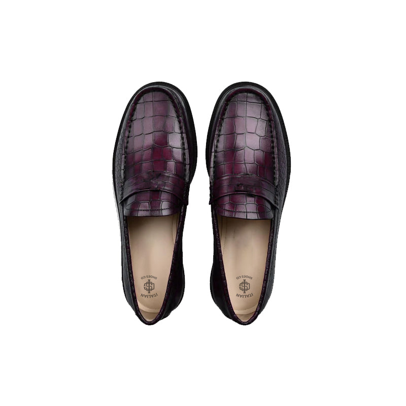 Men s Round Toe Croc Loafers Black