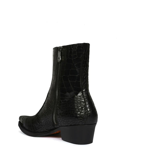 Luxury Croco Print Leather Side Zipper Boot