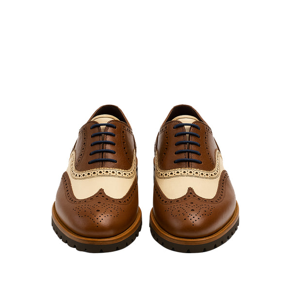 Men s Luxury Two Tone Laceup Oxford Shoes with Brogue Detailing