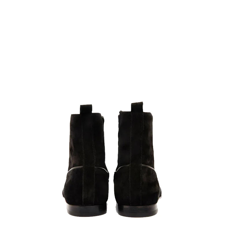 Black Suede Zip-Up Dress Men Boot