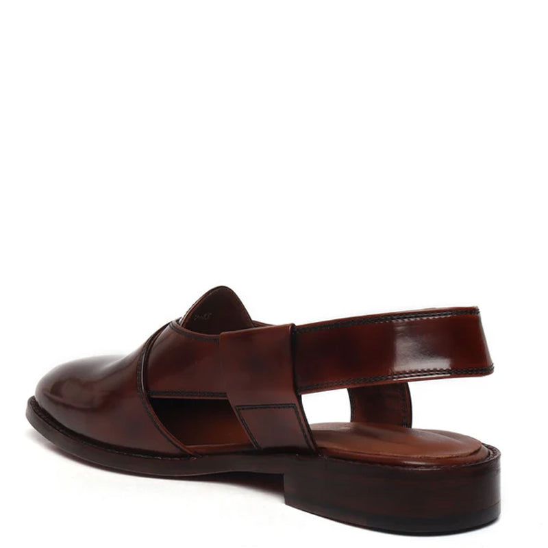 Leather Handmade Cross Strap Peshawari Black Sandal