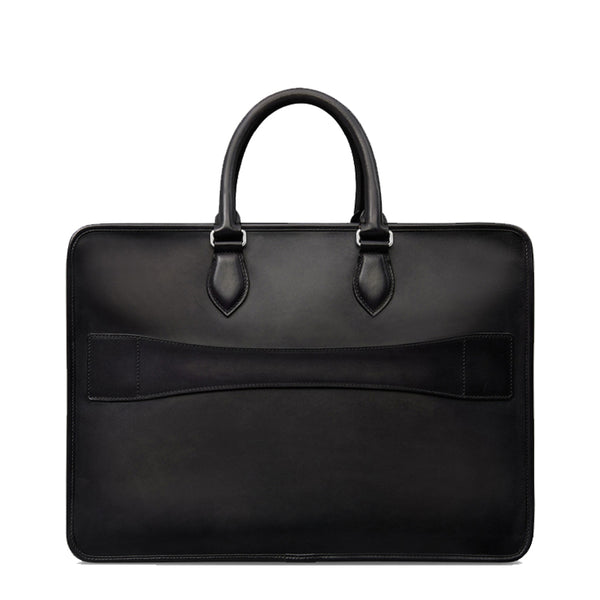Grained Leather Burgundy Satchel