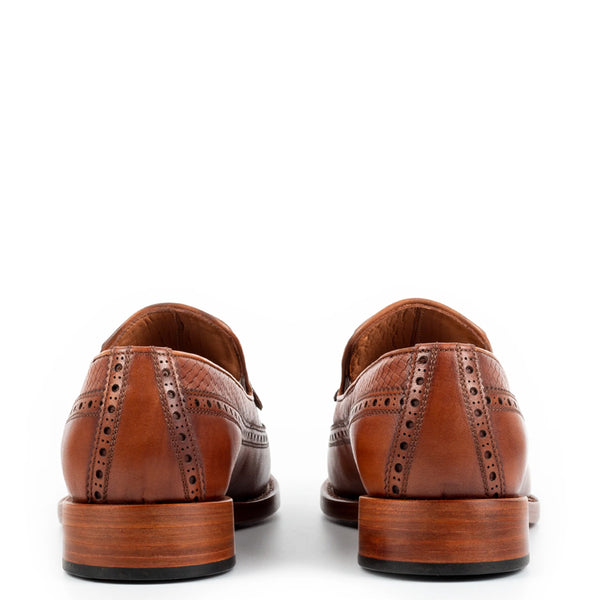 Men Premium Wingtip Leather Loafer Tan