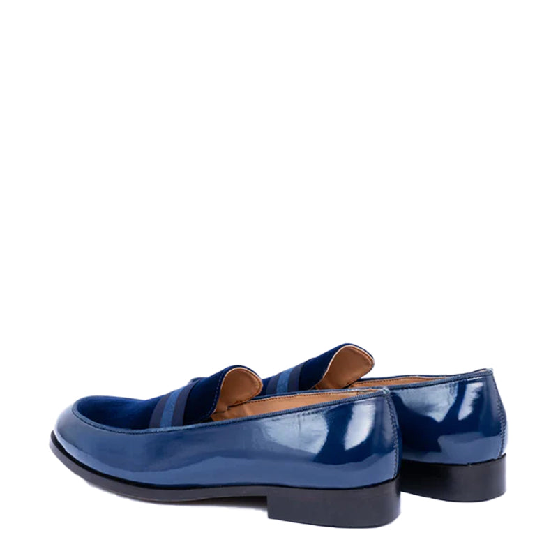 Upper Suede Patent Shiny Leather Black Loafer