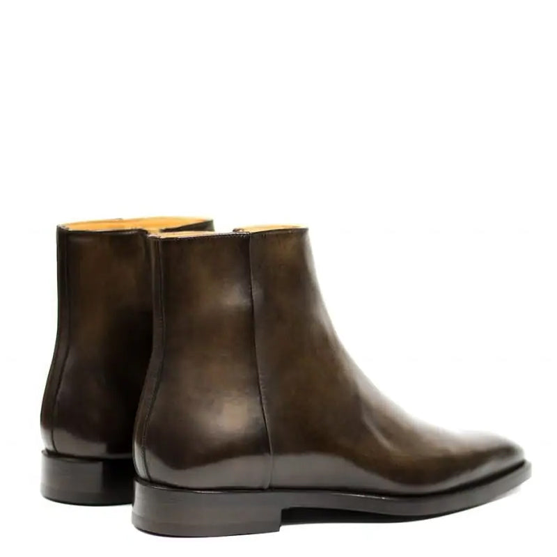 Midnight Classic Shiny Leather Side-Zipper Brown Boot