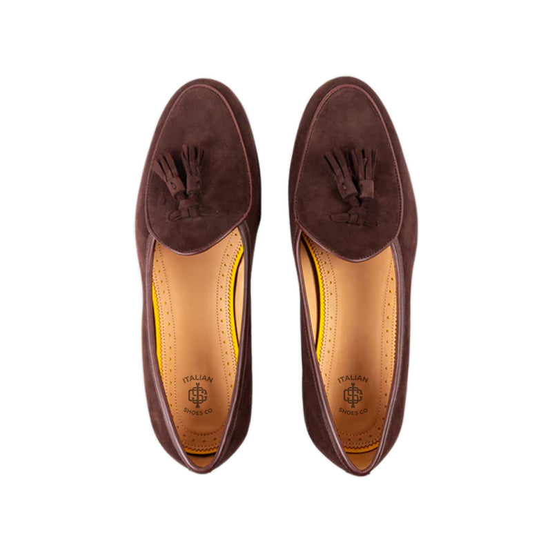 Classic Suede Leather Tassel Blue Loafer