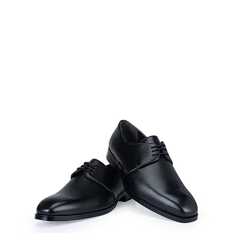 Plain Solid Leather Lace Up Formal Derby Shoe Tan