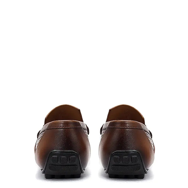 Luxury Stylish Leather Buckled Driving Tan Loafer