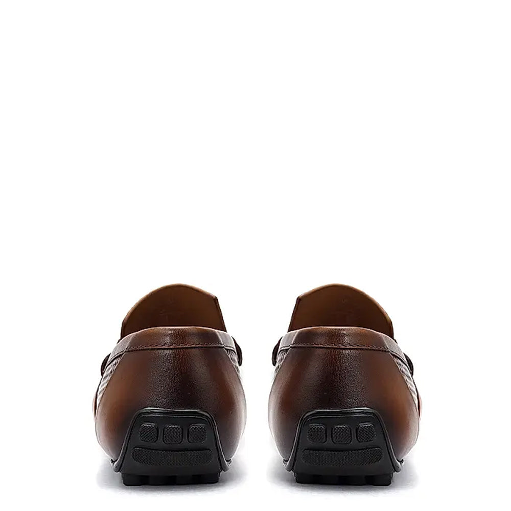 Luxury Stylish Leather Buckled Driving Black Loafer