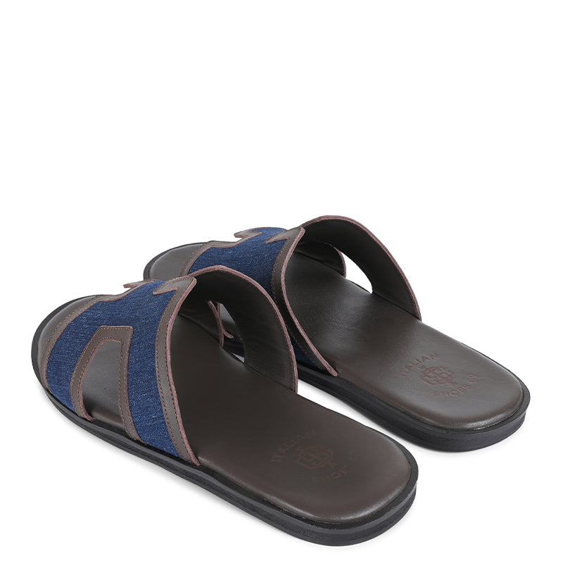 Luxury H Style Leather Slipper For Men