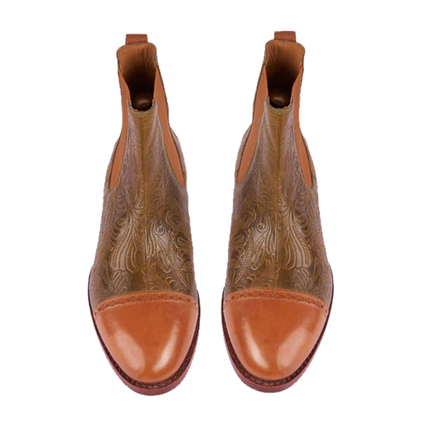 Textured Chelsea Olive Tan