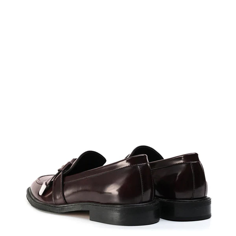 Men Slip-On Polished Leather Formal Burgundy Loafer