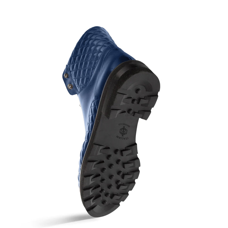 Blue Lace-up Leather Boot