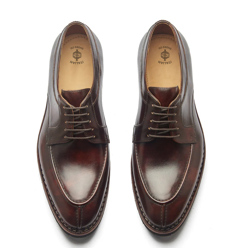 Men Lace Up Leather Derby Shoes