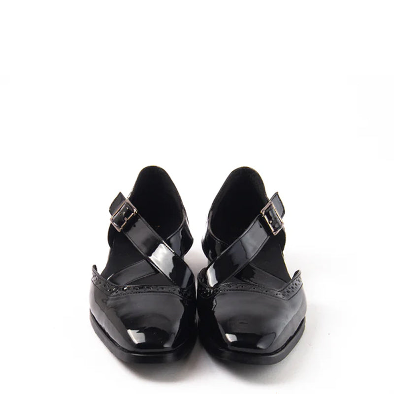 Classic Patent Shiny Leather Peshawari Black Sandal
