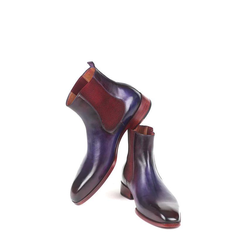 HandPainted Solid Leather Chelsea Boot Purple