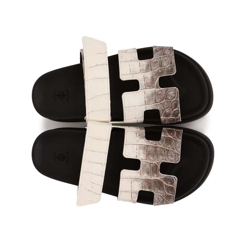Luxury Croco Leather Matte / White Sandal