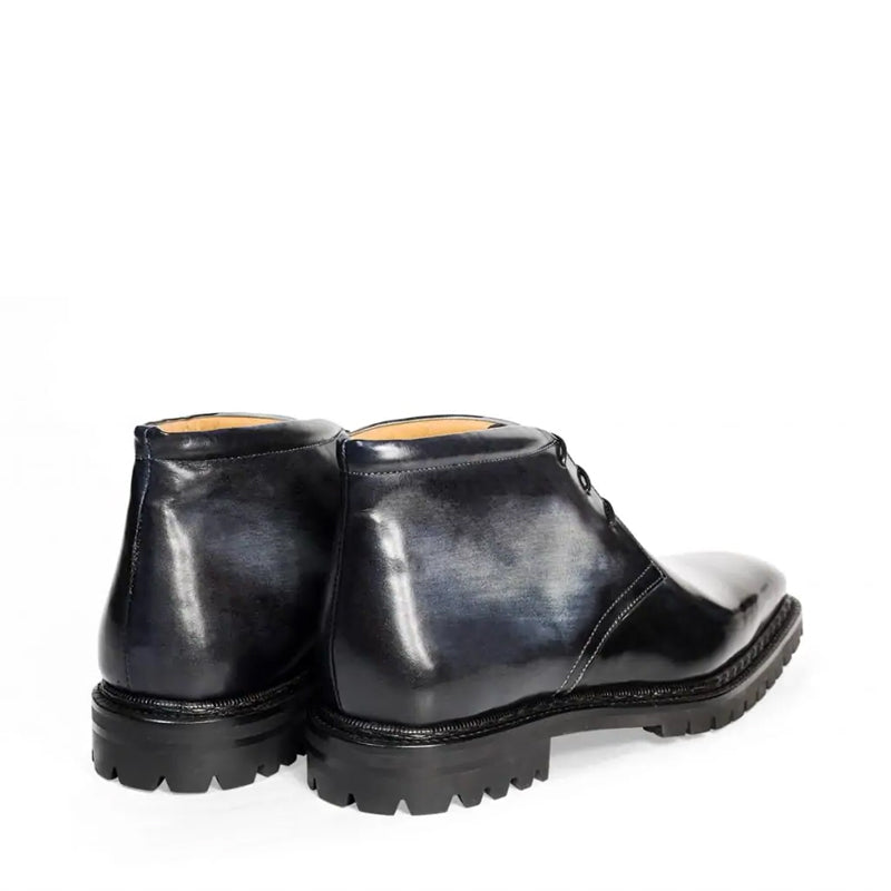 Men Handpainted Solid Leather Chukkas Black Boot