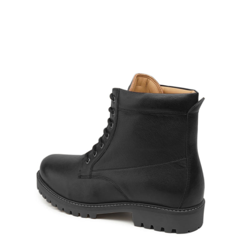 Classic Leather Lace-Up Ankle Boot Black