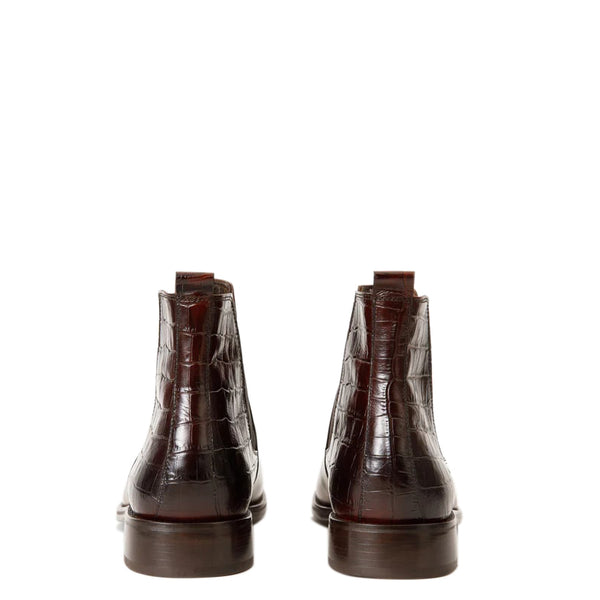 Alligator Textured Leather Boots