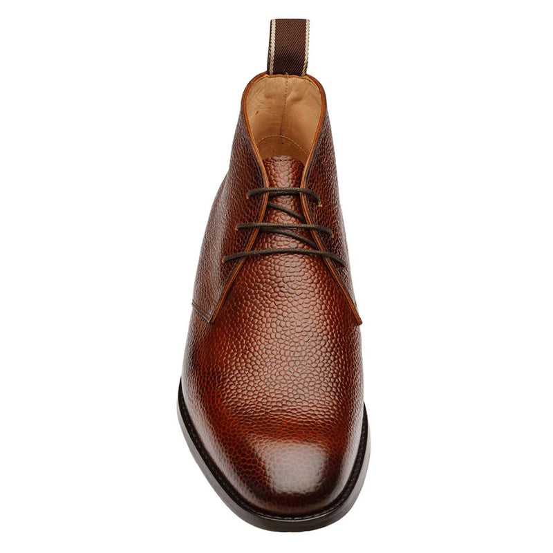 Handmade Solid Leather Grain Chukkas Boot Brown