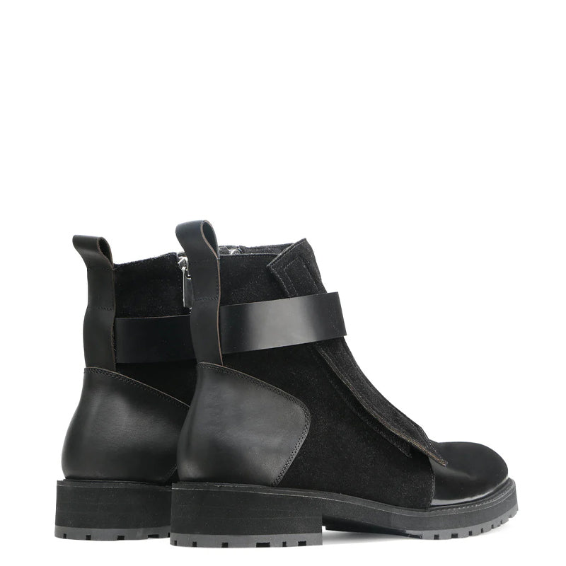 Luxury Design Handmade Suede Leather Side Zipper Boot Black
