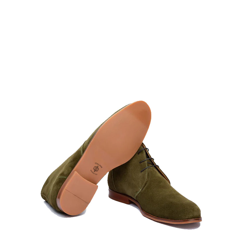 Men Suede Handmade Leather Chukkas Boot Green