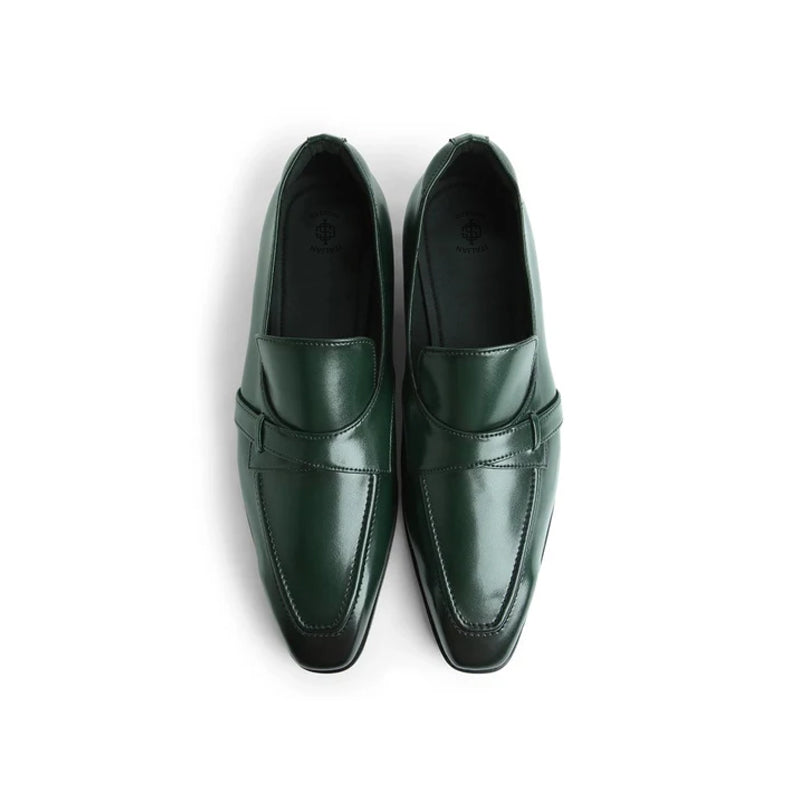 Classic Design Polished Shiny Leather Green Loafer