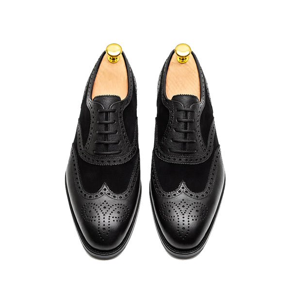 Premium Leather Lace Up Dual Textured Oxford Shoes