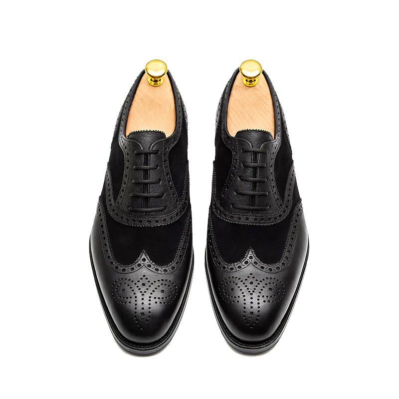 Premium Leather Lace Up Dual Textured Oxford Shoes