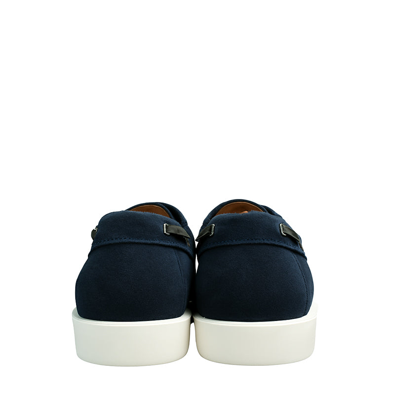 Men's Moccasin In Blue Suede