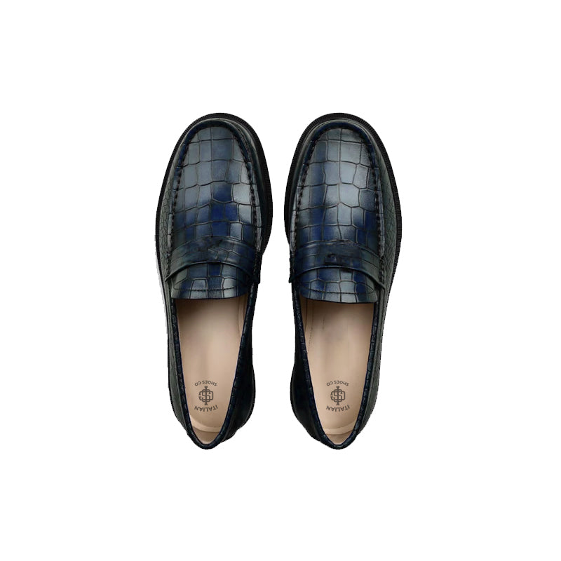 Men s Round Toe Croc Loafers Black