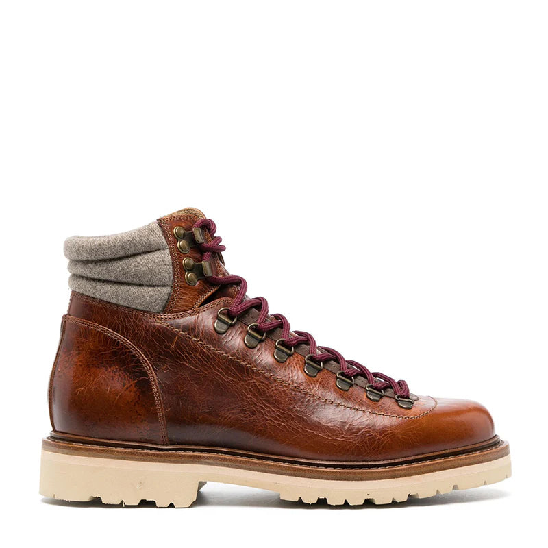 Wine Padded Ankle Lace Up boots