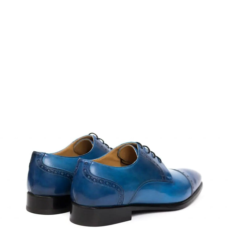 Premium Handmade Leather Cap Toe Oxford Blue Shoe