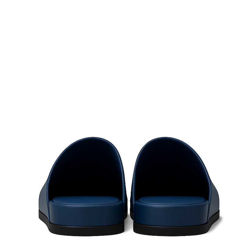 Black Leather Men Mule