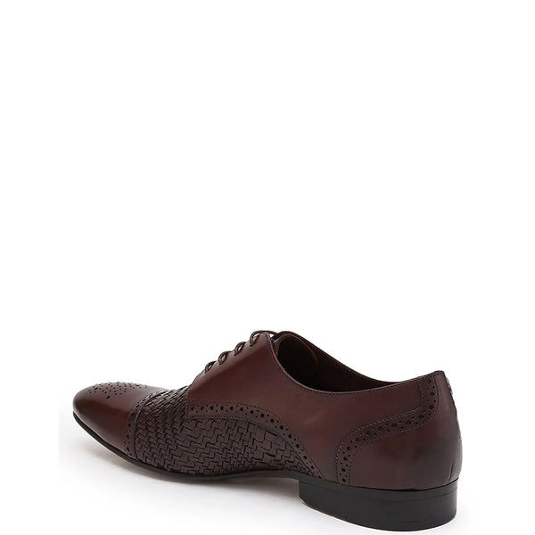 Men Handmade Leather Woven Textured Oxford Shoe