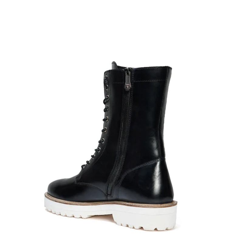 Men Chunky High Leather Ankle White Boot