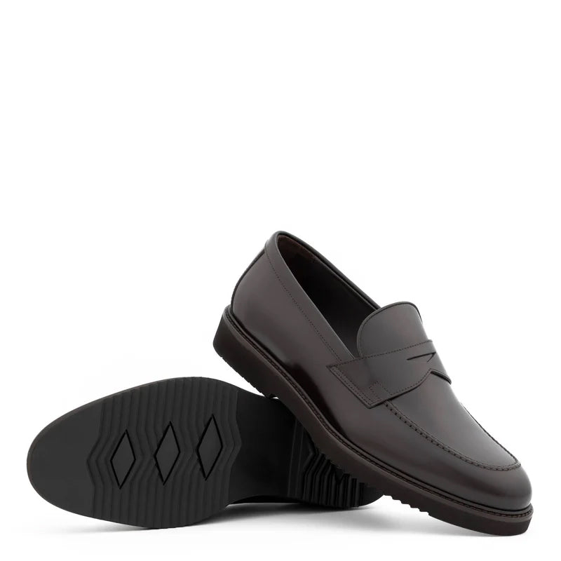 Embossed Casual Penny Leather Black Loafer