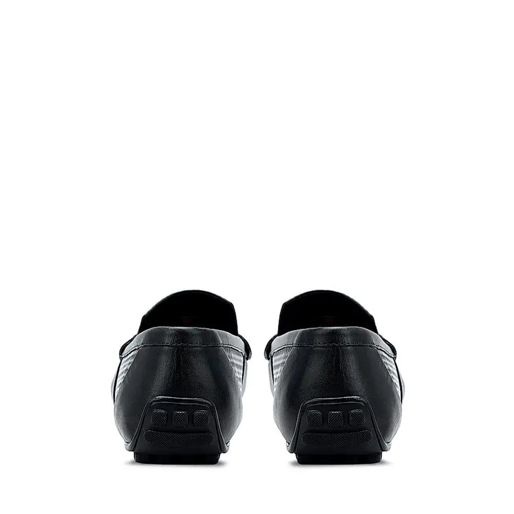 Luxury Stylish Leather Buckled Driving Black Loafer