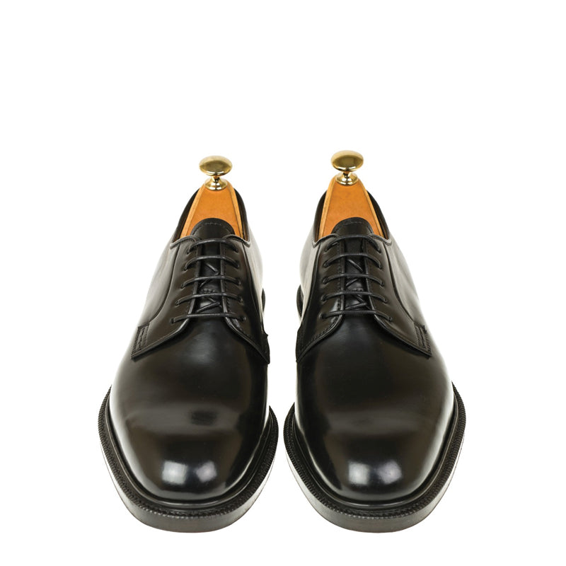 Classic Polished Leather Plain Derby Shoe Black