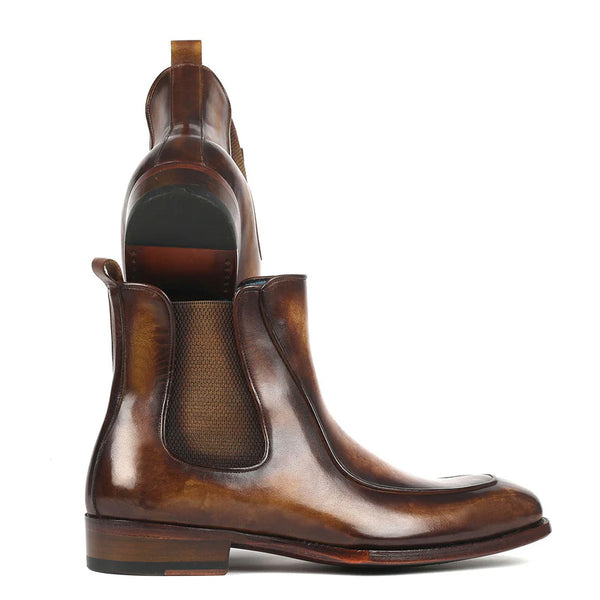 Luxury Pure Leather Handpainted Chelsea Tan Boot
