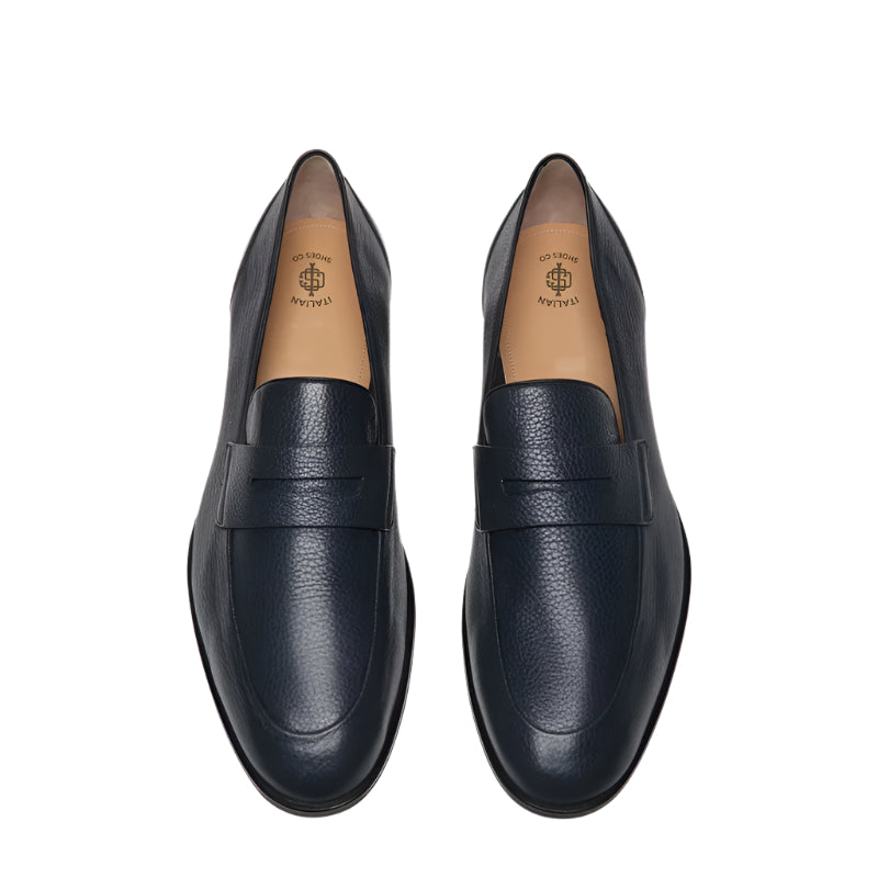 Classic Brown Penny Loafer with Textured Leather