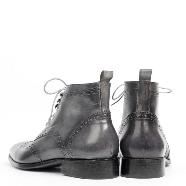 Men Dual Tone Leather Wingtip Ankle Burgundy Boot
