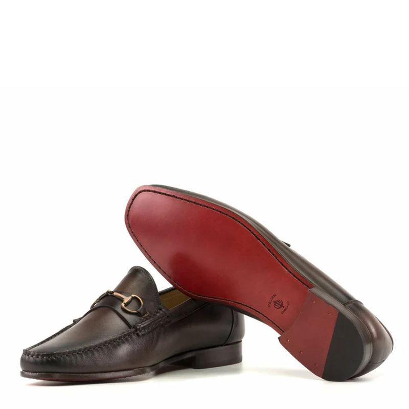 Leather Horsebit Buckled Brown Loafer For Men