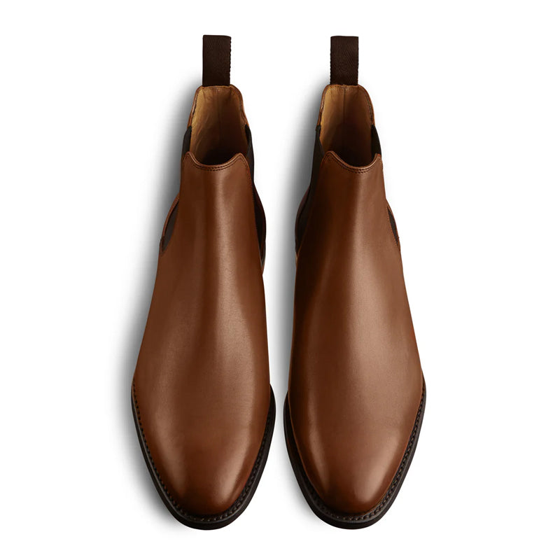 Polished Leather Handmade Luxury Chelsea Boot Tan