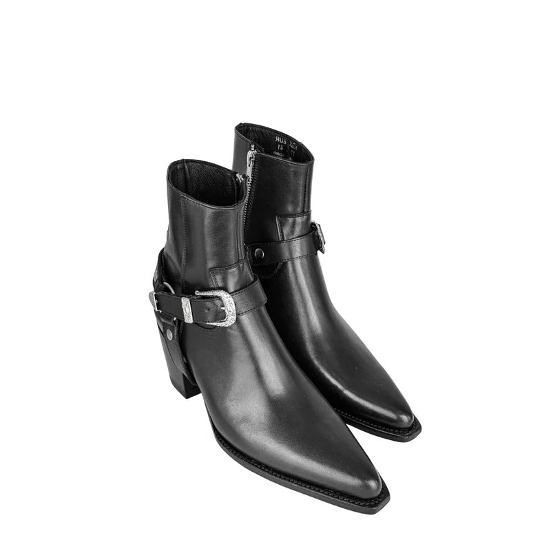 Leather High Heel Chelsea With Chain Boots