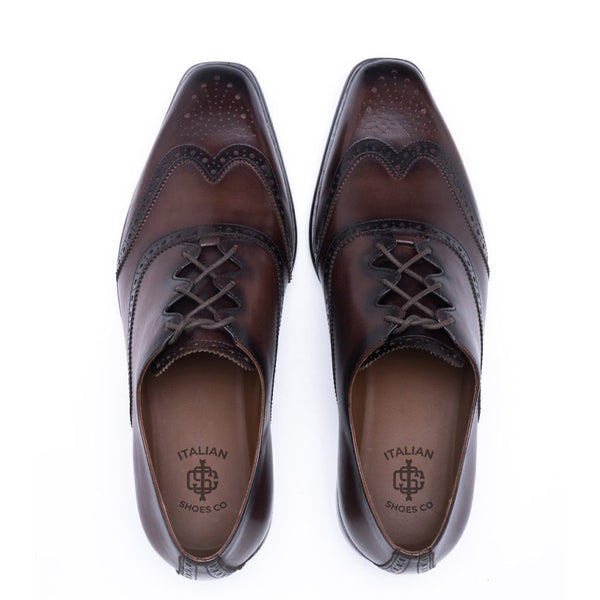 Men Wingtip Whole Cut Leather Oxford Shoe