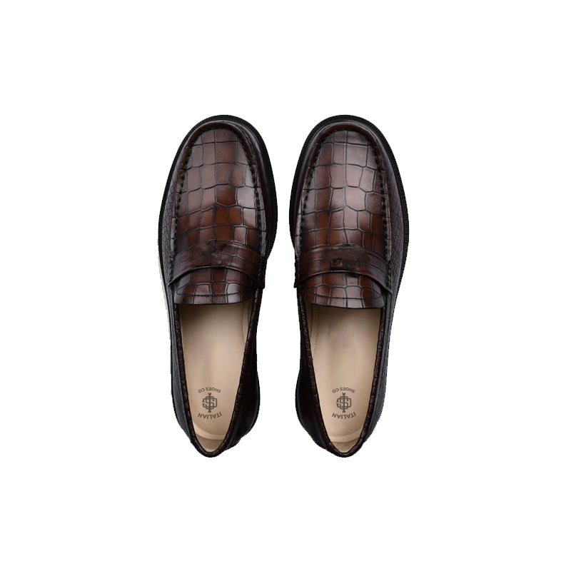 Men s Round Toe Croc Loafers Black