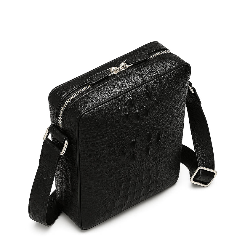 Men s Italian Crocodile Leather Brown Side Bag